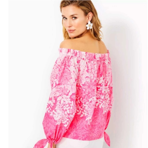 NWT Lilly Pulitzer | Jamielynn Long Sleeve Off-the-shoulder Top SIZE S - Picture 3 of 5